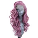 Curly lace front long purple color wig