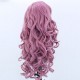 Curly lace front long wigs in purple color