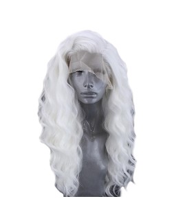 Perruque blanche longue lace front 