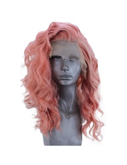 Middle length Brown red lace front curly wig