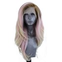 Middle length wavy lace front blonde wig