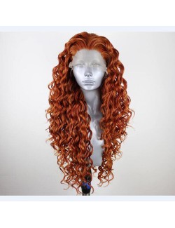 Brown synthetic lace front curly wigs