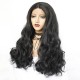 Black lace front long straight curly wig