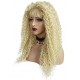Curly blonde highlighted lace front long wig
