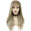 Straight blonde lace front long wig
