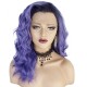 Middle length purple lace front curly wig