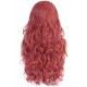 Pink lace front wig long curly synthetic color wig