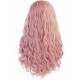 Perruque cheveux rose clair longue bouclée dentelle devant 