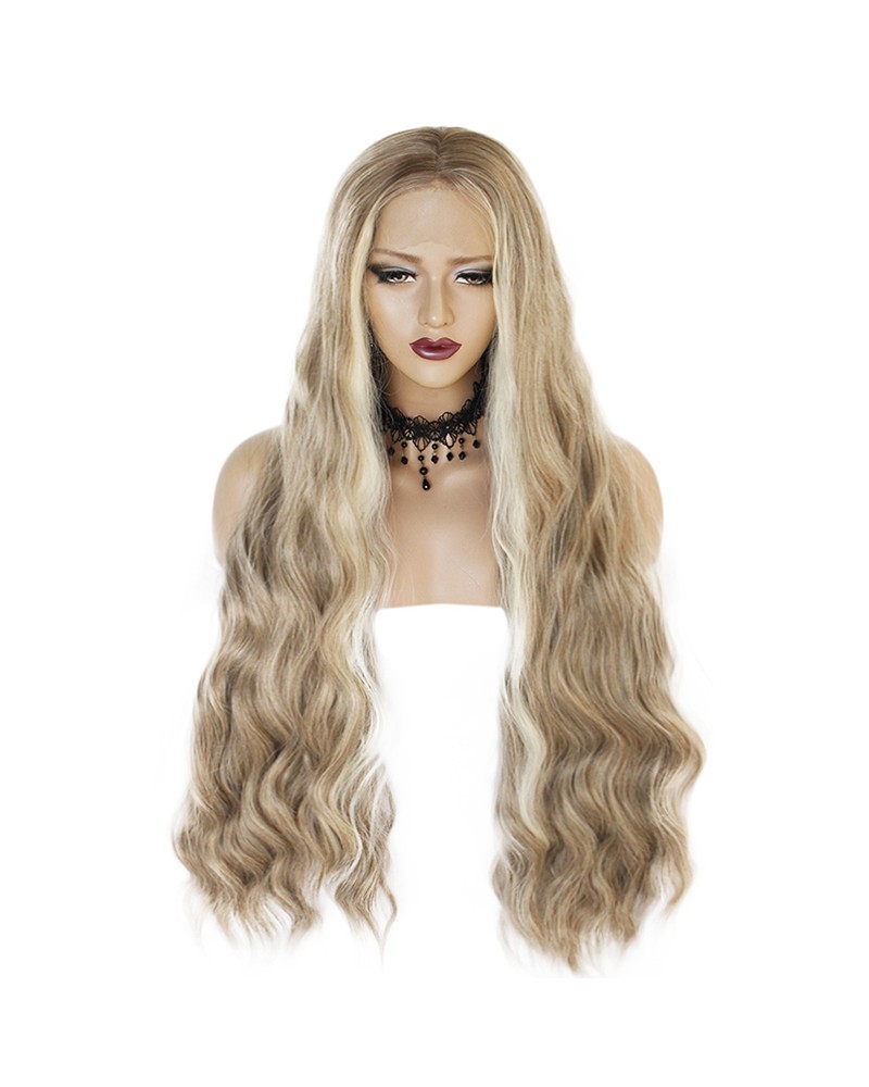 Extra long curly wig lace front blonde wig