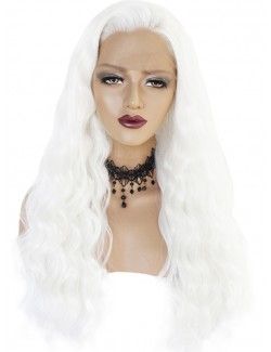 Optical white curly wig lace front