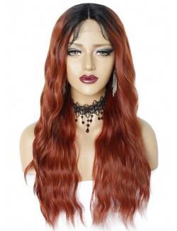 Brown curly middle length wig lace front