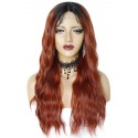 Brown curly long wig lace front
