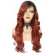 Red hair curly long wig lace front