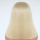 Blonde medium long straight wig with bangs