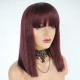 Medium long straight red wig with bangs