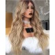 Blonde wavy curly long wig lace front