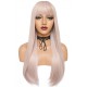 Long straight light pink wig with bangs