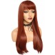 Long straight brown red wig with bangs