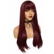 Straight long dark brown brunette synthetic wig