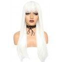 Long straight white synthetic wig