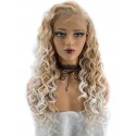 Curly ombre blonde synthetic lace front wig