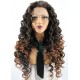 Curly ombre brown synthetic lace front wig