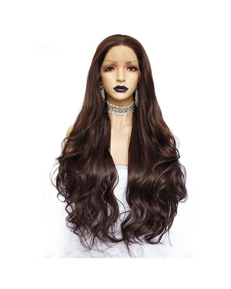 Brown synthetic lace front wig