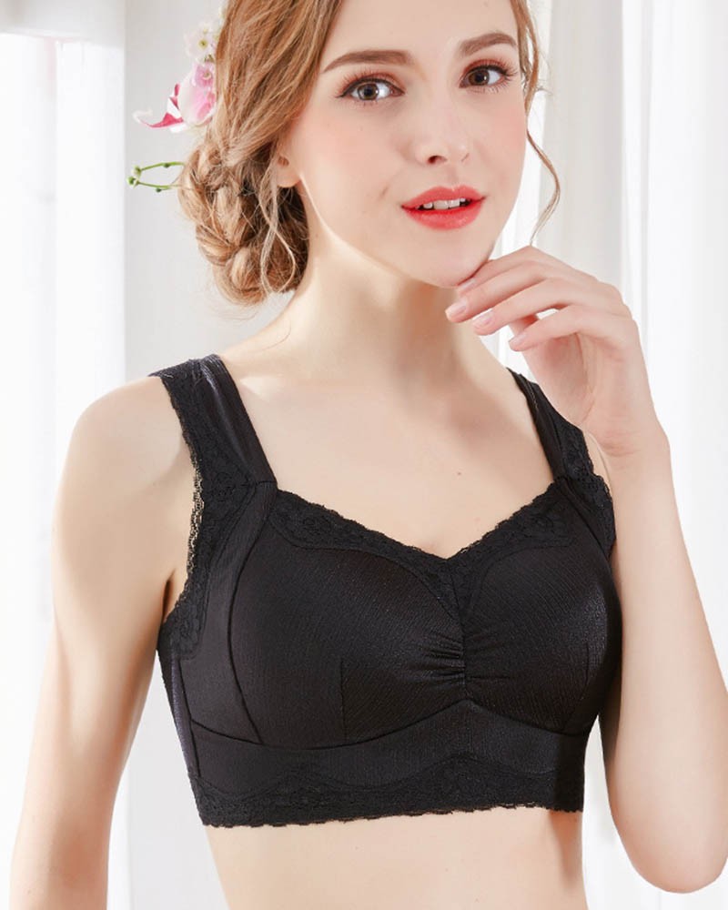 fusion Rational hand over Wide Strap Leisure Black Color Bras with Silicone Breast Forms - Super X  Studio