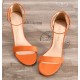 Orange suede stiletto sandal ankle strap