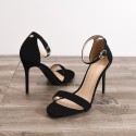 Black suede stiletto sandal ankle strap