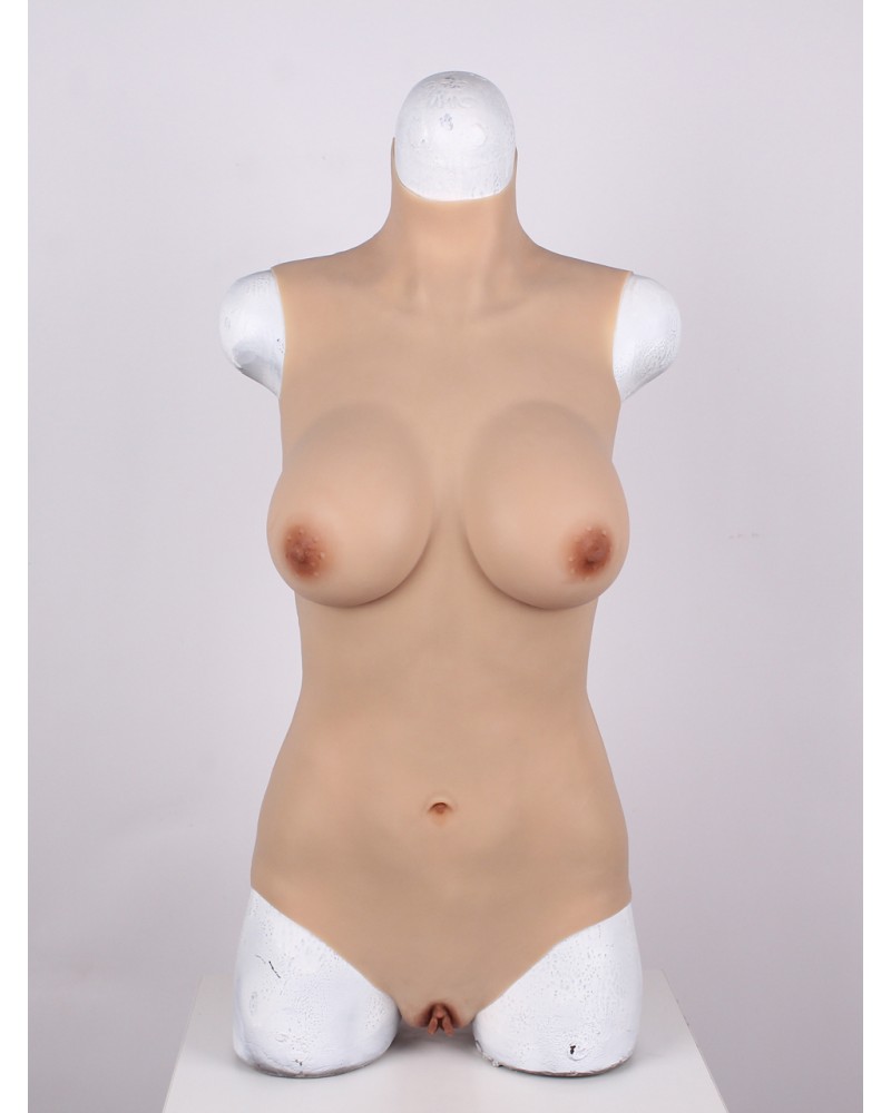 Silicone bodysuit male to female cross dresser breast fomrs vagina