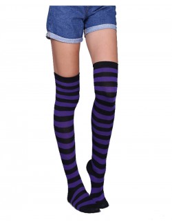 Black&Purple Striped Over-the-Knee Socks