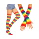 Neon Rainbow Thigh High Socks & Long Fingerless Sleeve Set