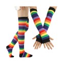 Imperial Rainbow Striped Thigh High Socks & Long Fingerless Sleeve Set