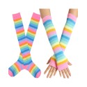 Love Rainbow Over the Knee Socks & Long Fingerless Sleeve Set