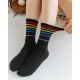 Black-Thin Rainbow Striped Unisex Sport Crew Socks
