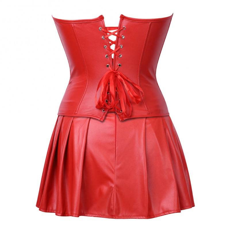 Red Retro Palace Gothic Strapless Strap Body Corset Dress - Super X Studio
