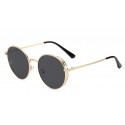 Round gold frame black lens sunglasses