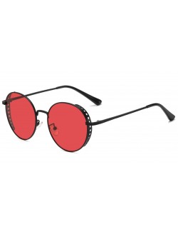 Round sunglasses red lens steampunk