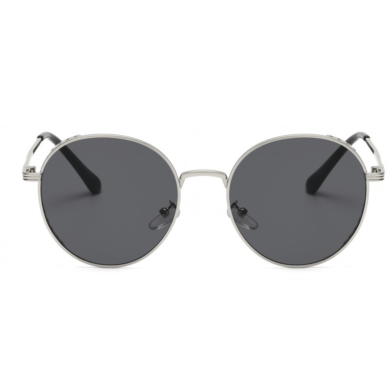Circular silver frame black lens sunglasses - Super X Studio