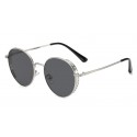 Circular silver frame black lens sunglasses