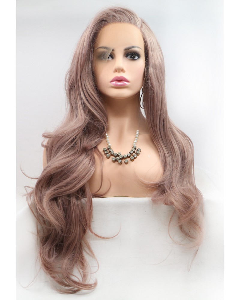 Affordable front lace light color long wig