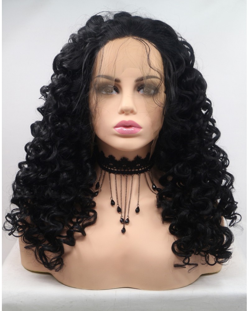 Long curly style cheapest lace front wigs