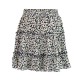 A Line Bohemian Floral Print Ruffle Casual Skirt