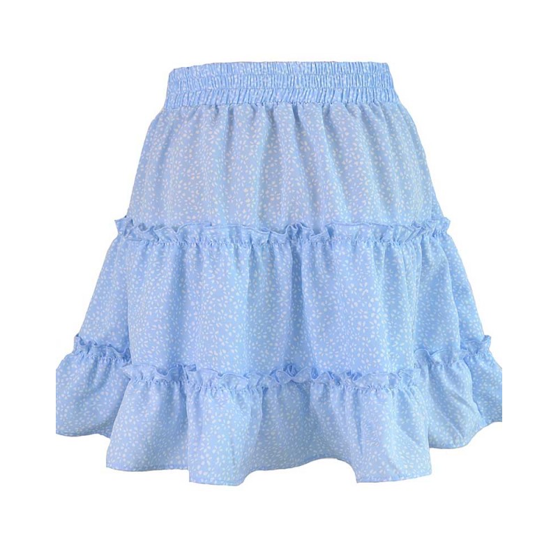 Blue High-Waist A-Line Smocked Tiered Skirt - Super X Studio