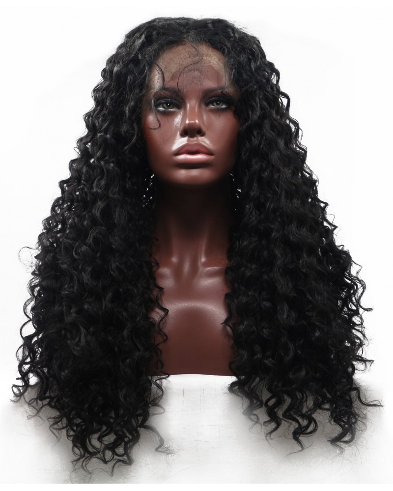 Black curly long african american wig