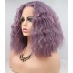 Light purple lace front curly shoulder length lace wigs