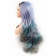 Front lace purple lake blue and grey straight wigs