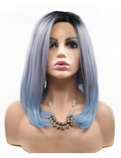 Purple fade lace front straight shoulder length lace wigs