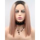 Light color lace front straight medium lace wigs